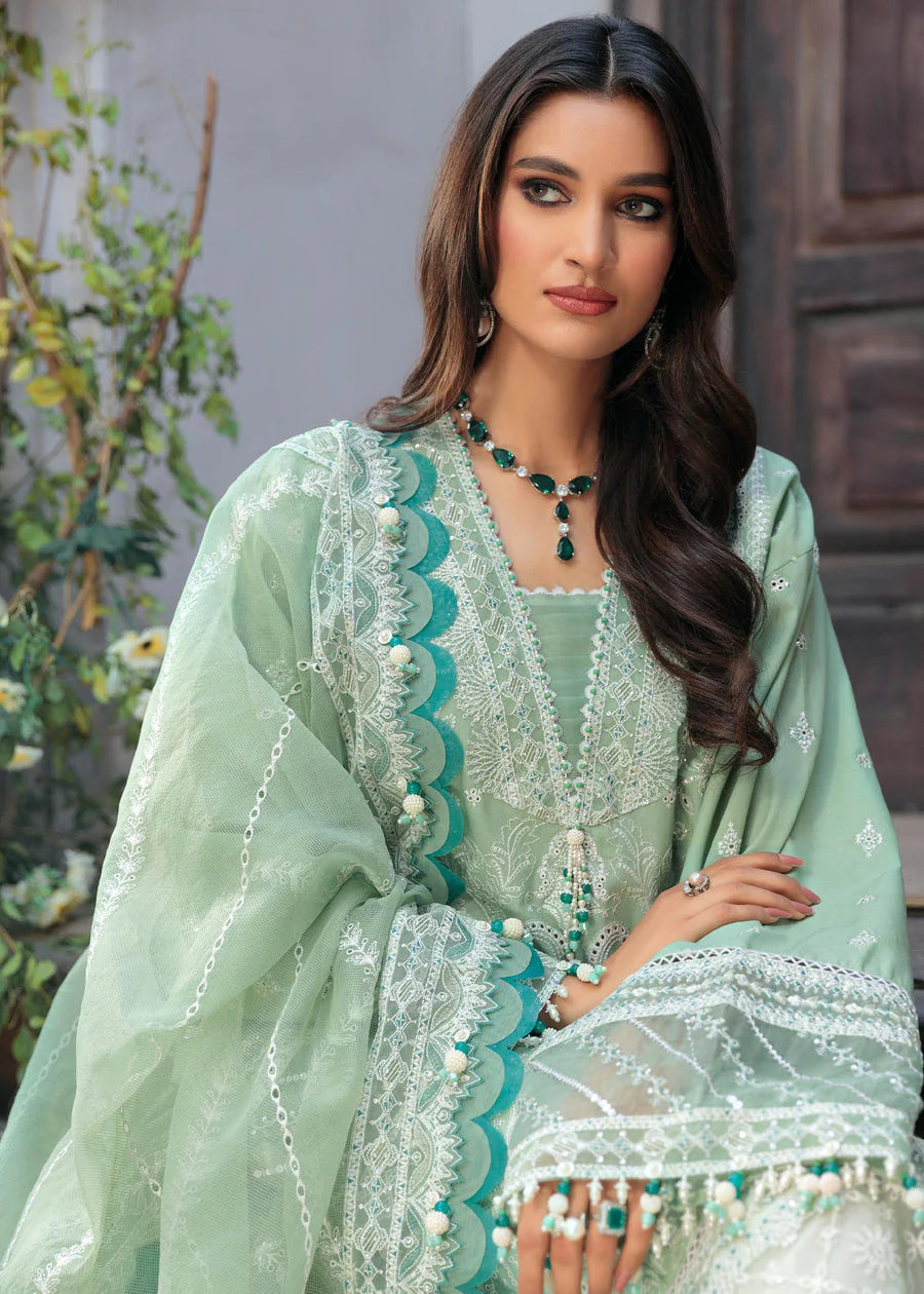 SAHEEFA- LAWN 3PC EMBROIDERED SHIRT WITH ORGANZA EMBROIDERED READY TO WEAR BEAUTIFUL DUPATTA WITH TROUSER- EP- 5298