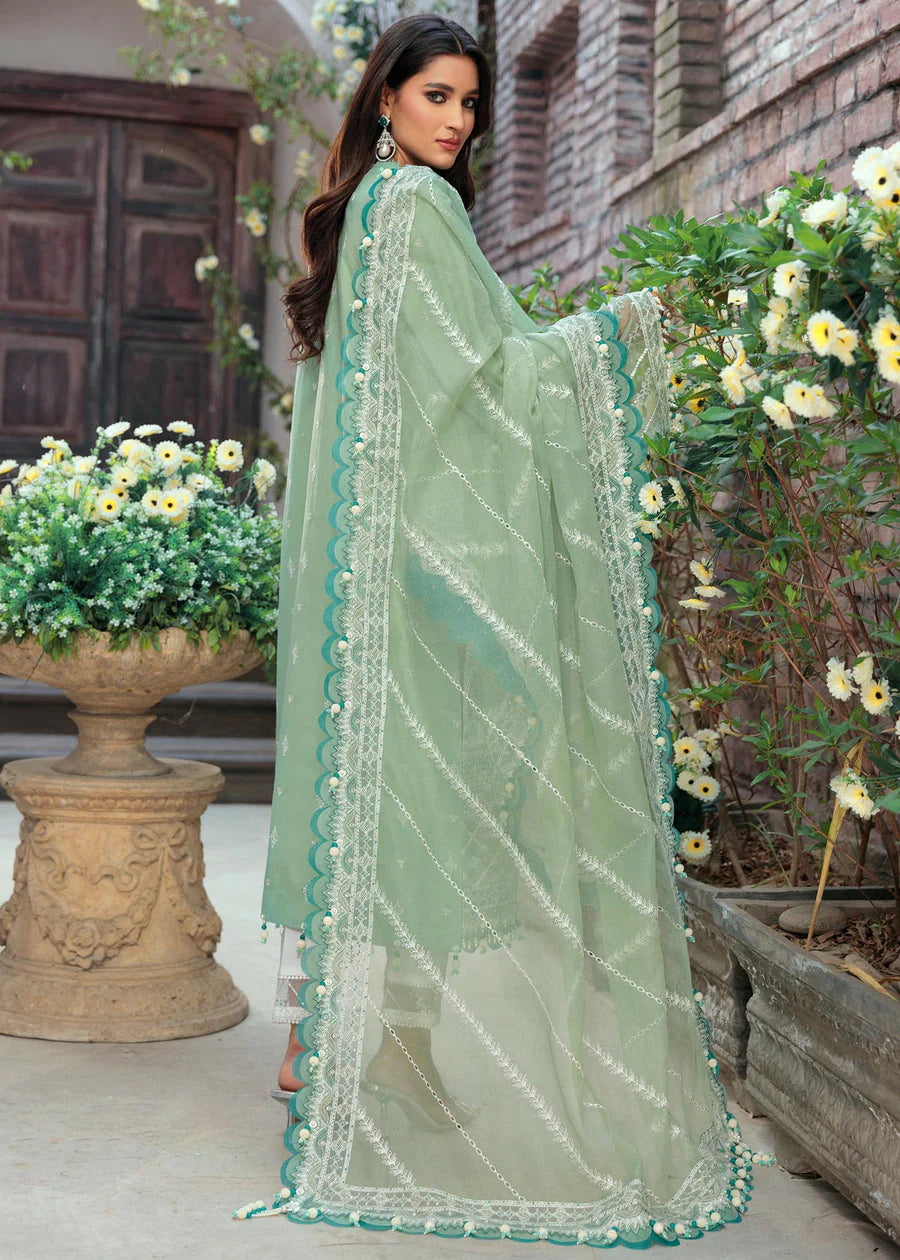 SAHEEFA- LAWN 3PC EMBROIDERED SHIRT WITH ORGANZA EMBROIDERED READY TO WEAR BEAUTIFUL DUPATTA WITH TROUSER- EP- 5298