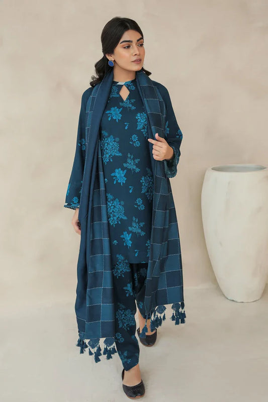 BAROQUE - 3PC KARANDI PRINTED SHIRT WITH KARANDI PRINTED DUAPTTA AND TROUSER -EP-1016