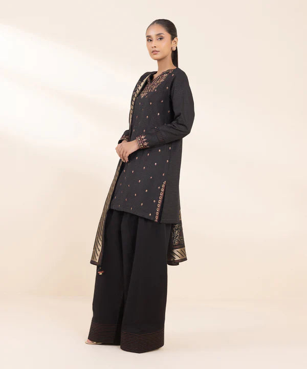 SAPPHIRE- 3PC DHANAK EMBROIDERED SHIRT WITH TWILL PRINT SHAWL & TROUSER-EP-5486