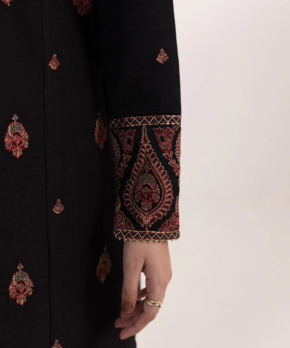 SAPPHIRE- 3PC DHANAK EMBROIDERED SHIRT WITH WOOL PRINT SHAWL AND TROUSER-EP-5434