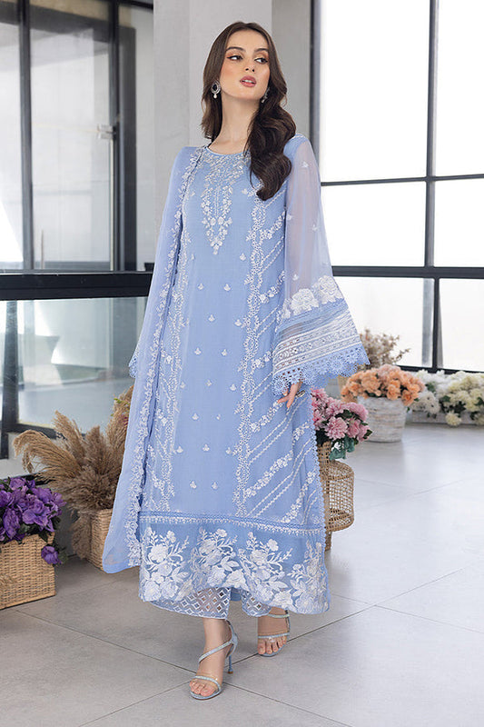 AZURE - 3PC ORGANZA HEAVY EMBROIDERED  SHIRT WITH ORGANZA EMBROIDERED DUPATTA AND LAWN TROUSER_ EP_ 5293