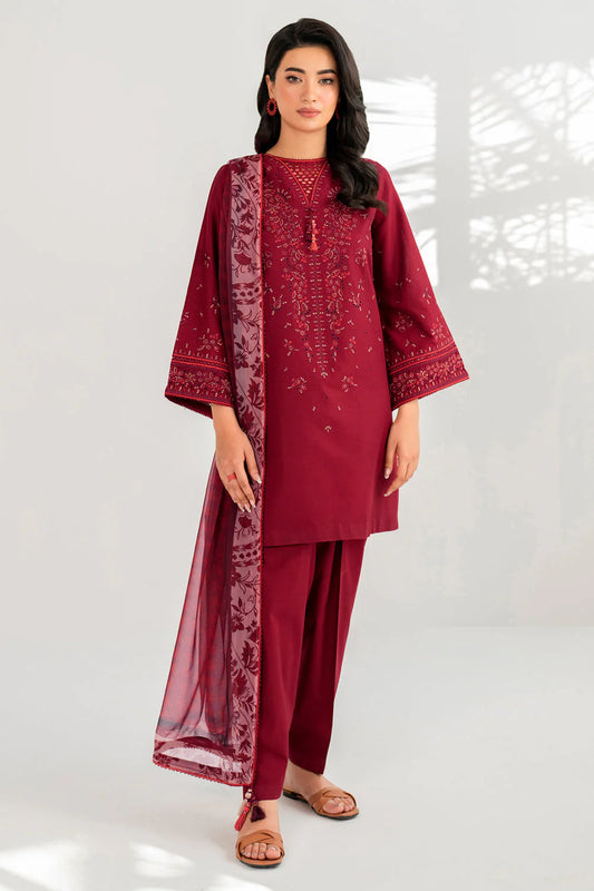 JAZMIN- LAWN 3PC EMBROIDERED SHIRT WITH DIAMOND PRINT DUPATTA WITH TROUSER -EP- 5306