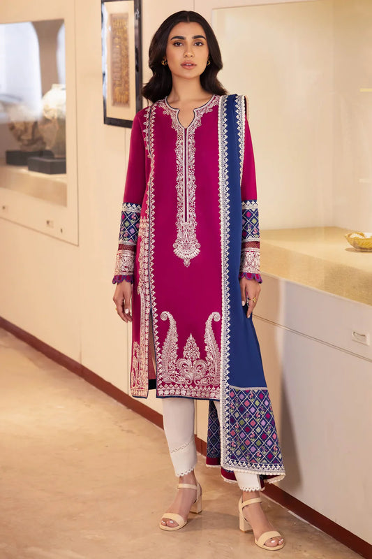 ZAHA - 3PC LAWN EMBROIDERED SHIRT WITH DIAMOND PRINTED DUPATTA AND TROUSER-EP-5185