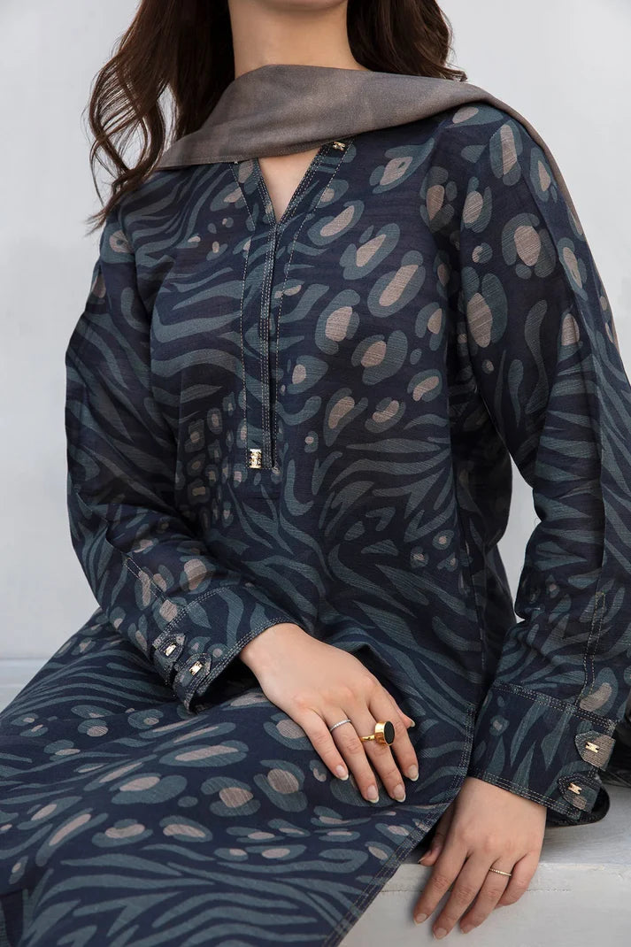 BAROQUE - 3PC KARANDI PRINTED SHIRT WITH KARANDI PRINTED DUAPTTA AND TROUSER-EP-1172