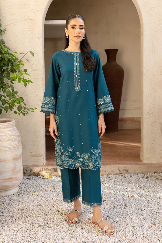 BATIK-2PC DHANAK EMBROIDERED SHIRT WITH DHANAK EMBROIDERED SLEEVES-EP-5455