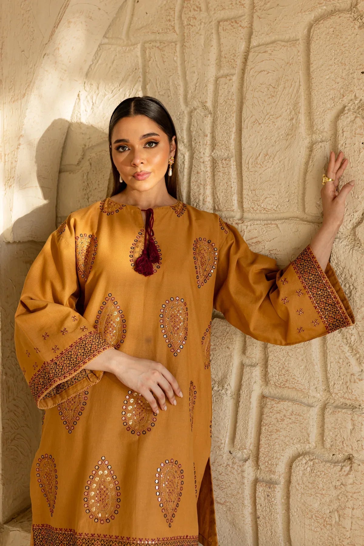 BATIK - 2PC DHANAK SEQUIN EMBROIDERED SHIRT WITH DHANAK SEQUIN EMBROIDERED TROUSER-EP-5416