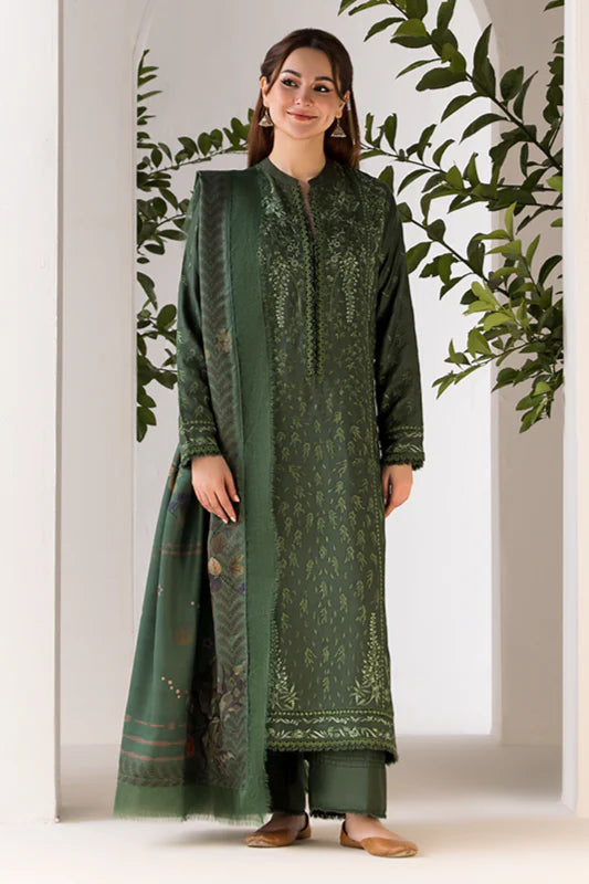 SOBIA NAZIR- 3PC DHANAK EMBROIDERED SHIRT WITH TWILL PRINT SHAWL & TROUSER-EP-5489