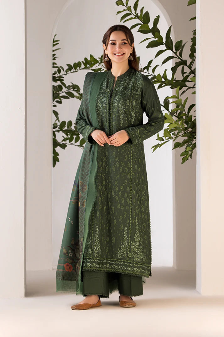 SOBIA NAZIR- 3PC DHANAK EMBROIDERED SHIRT WITH TWILL PRINT SHAWL & TROUSER-EP-5489