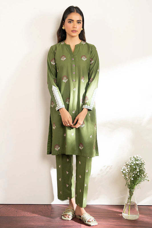 CROSS STICH- 2PC DHANAK EMBROIDRED SHIRT WITH EMBROIDRED TROUSER-EP-5339