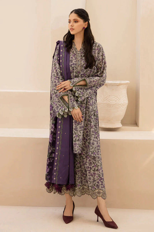 BAROQUE - 3PC KARANDI  PRINTED SHIRT WITH KARANDI PRINTED DUAPTTA AND TROUSER- EP-5140