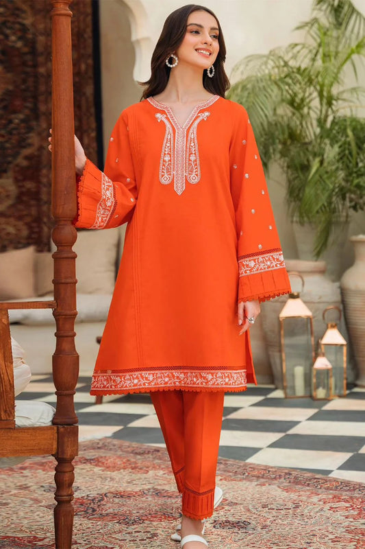 ZIVA - 2PC LAWN EMBROIDERED SHIRT WITH EMBROIDERED SLEEVES & TROUSER-EP-5197