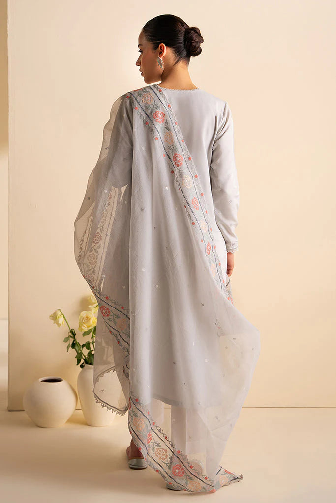 CROSS STITCH-3PC DHANAK EMBROIDERED SHIRT WITH ORGANZA EMBROIDRED DUPATTA & TROUSER-EP-5438