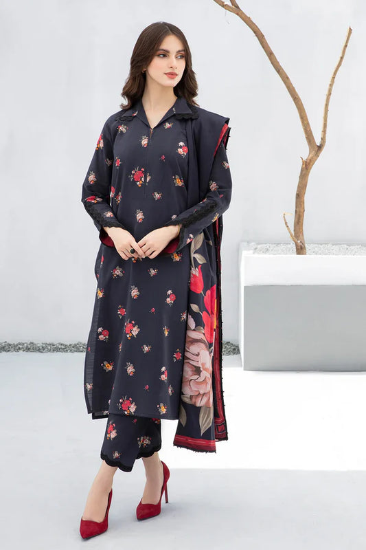 BAROQUE - 3PC KARANDI PRINTED SHIRT WITH KARANDI PRINTED DUAPTTA & TROUSER -EP-1014