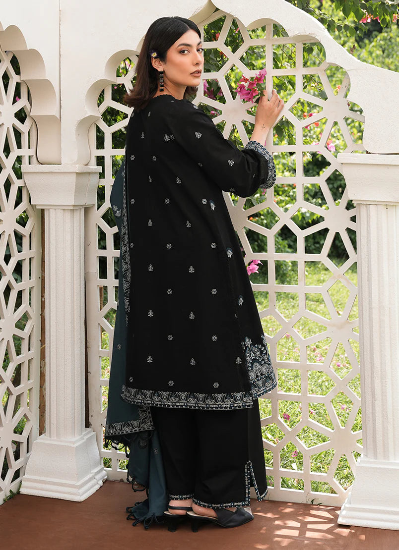 IMAGE - 3PC DHANAK EMBROIDERED SHIRT WITH DHANAK EMBROIDERED SHAWL & TROUSER-EP-5506