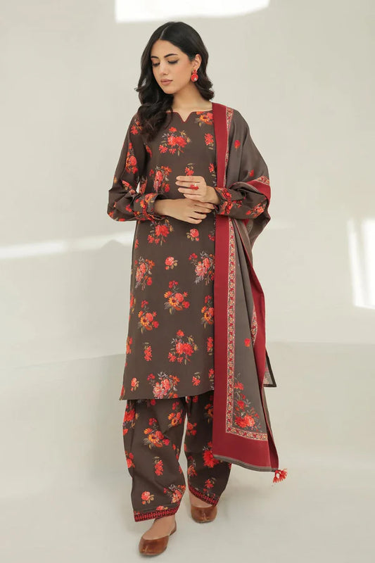 BAROQUE - 3PC KARANDI PRINTED SHIRT WITH KARANDI PRINTED DUAPTTA AND TROUSER -EP-1019