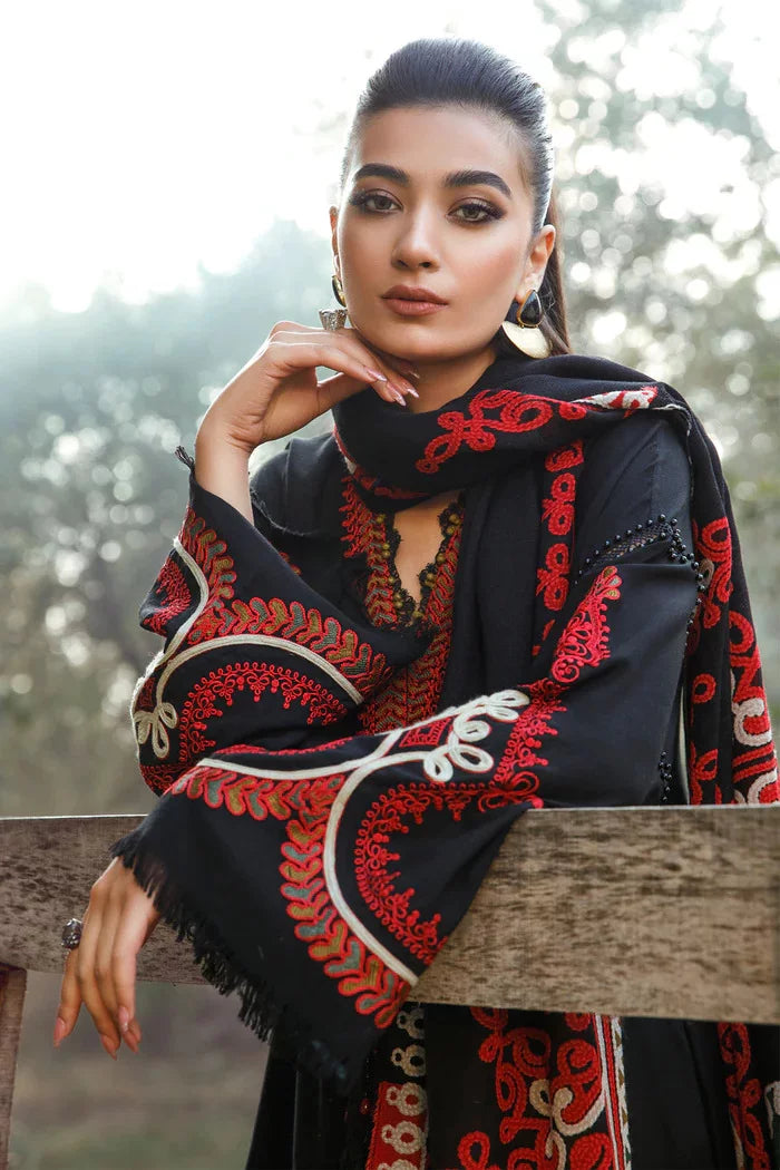 MARIA B -3PC KHADAR HEAVY EMBROIDERED WITH PASHMINA PRINT SHAWL - EP-5087