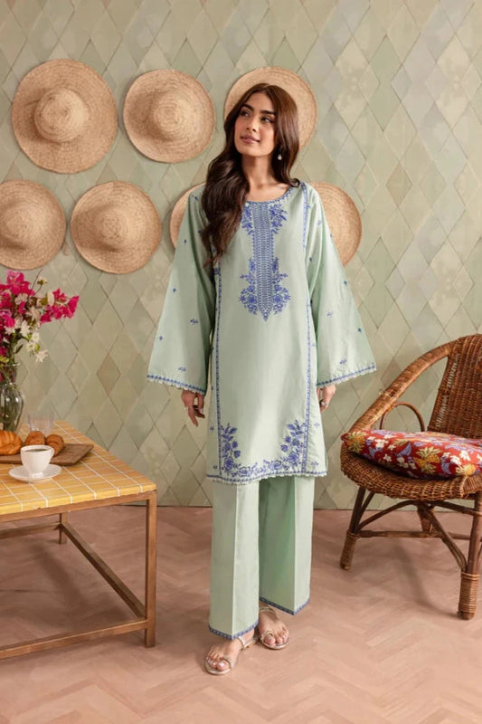 BATIK -2PC DHANAK EMBROIDRED SHIRT WITH EMBROIDERED SLEEVES & TROUSER-EP-5394