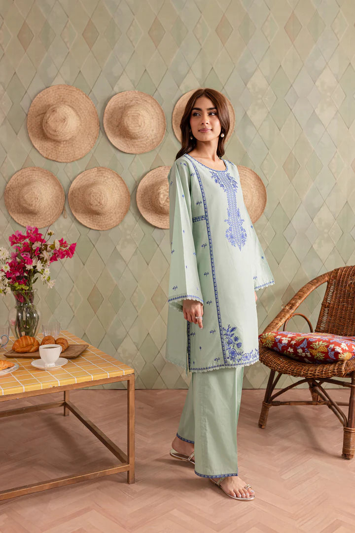 BATIK -2PC DHANAK EMBROIDRED SHIRT WITH EMBROIDERED SLEEVES & TROUSER-EP-5394