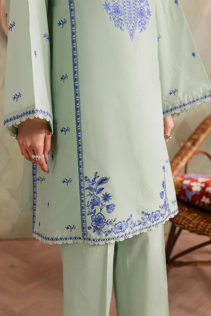 BATIK -2PC DHANAK EMBROIDRED SHIRT WITH EMBROIDERED SLEEVES & TROUSER-EP-5394