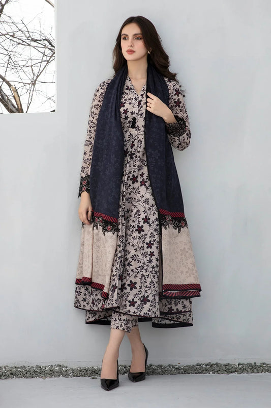 BAROQUE -3PC KARANDI PRINTED SHIRT WITH KARANDI PRINTED DUAPTTA AND TROUSER- EP-5099