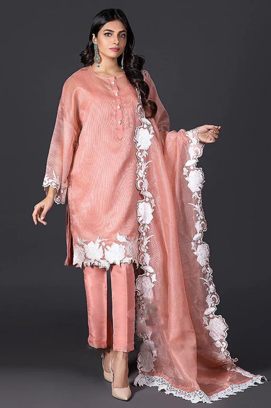 MARIA B - 3PC LAWN HEAVY EMBROIDERED SHIRT WITH ORGANZA CUTWORK DUPATTA - EP -  2326