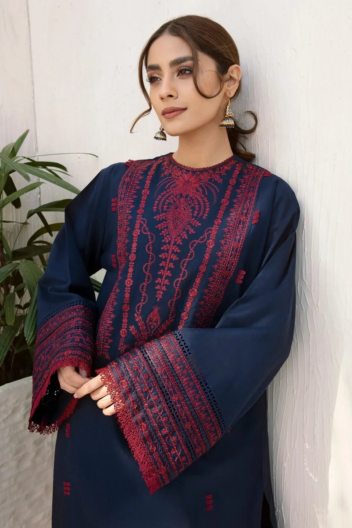 JAZMIN - 3PC DHANAK EMBROIDERED SHIRT WITH PASHMINA SHAWL AND TROUSER- EP-5098