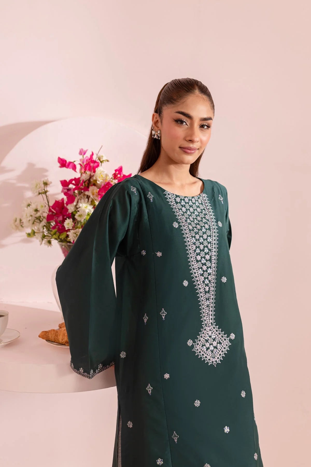 BATIK -2PC DHANAK EMBROIDERED SHIRT WITH  DHANAK EMBROIDERED TROUSER-EP-5411