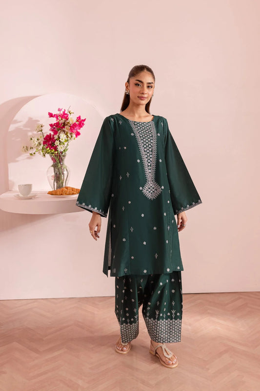 BATIK -2PC DHANAK EMBROIDERED SHIRT WITH  DHANAK EMBROIDERED TROUSER-EP-5411