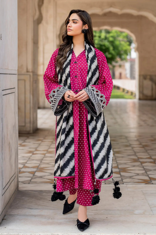 BAROQUE - 3PC KARANDI PRINTED SHIRT WITH PRINTED DUPATTA AND TROUSER-EP-5420