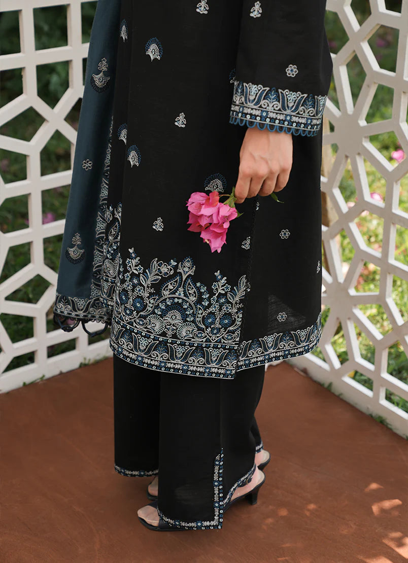 IMAGE - 3PC DHANAK EMBROIDERED SHIRT WITH DHANAK EMBROIDERED SHAWL & TROUSER-EP-5506