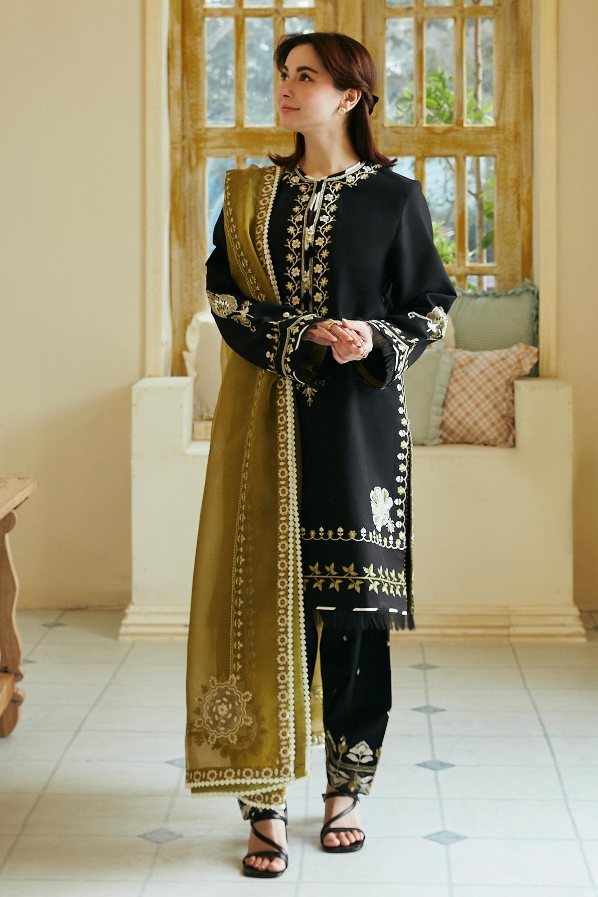 ZARA SHAH JAHAN - 3PC LAWN EMBROIDERED SHIRT WITH ORGANZA EMBROIDERED DUPATTA AND TROUSER-EP-5217