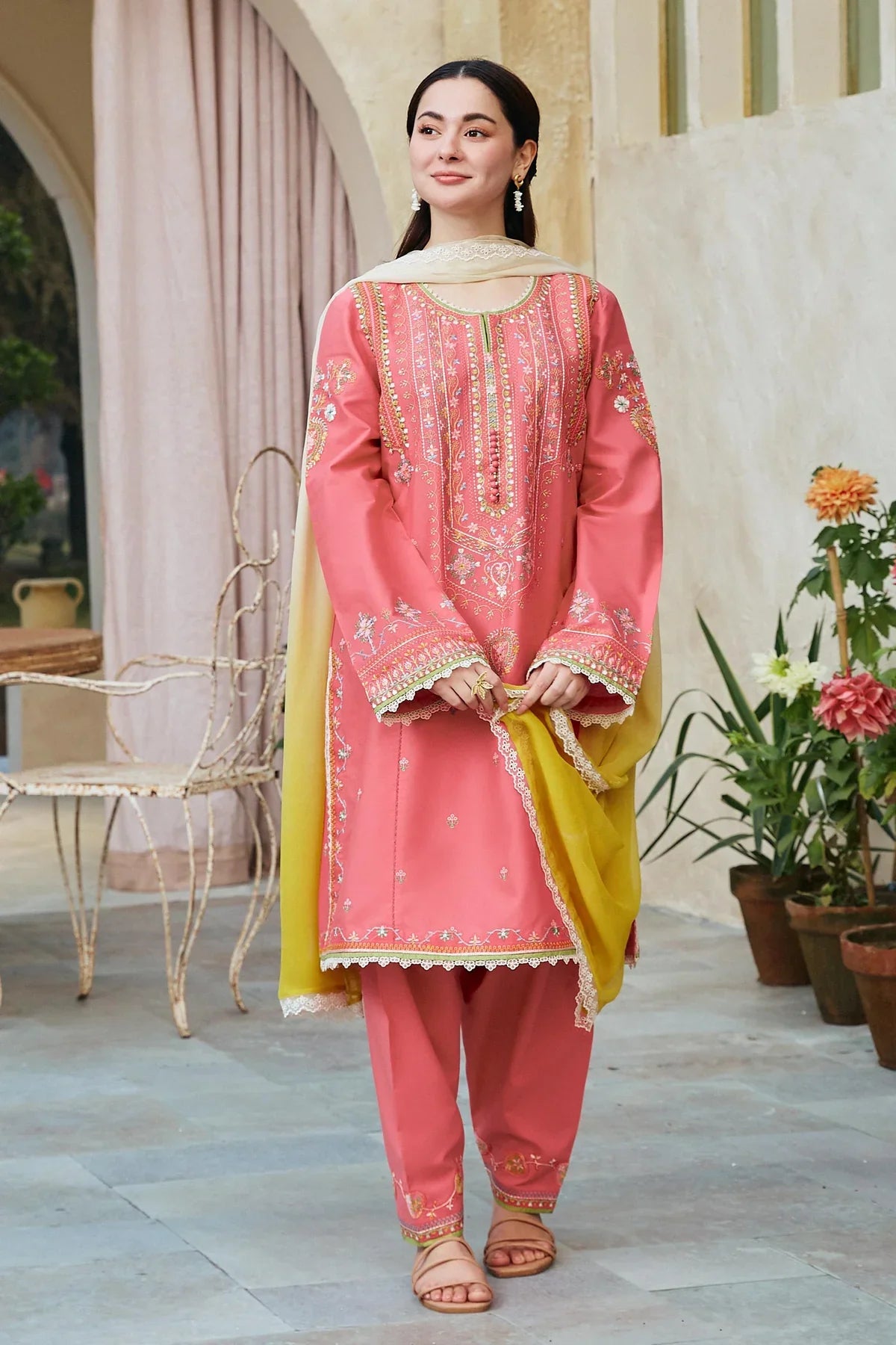 ZARA SHAHJAHAN- 3PC LAWN EMBROIDERED SHIRT WITH CHIFFON PRINT DUPATTA-EP-5173