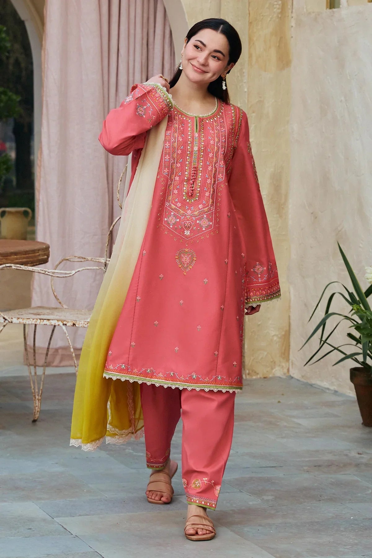 ZARA SHAHJAHAN- 3PC LAWN EMBROIDERED SHIRT WITH CHIFFON PRINT DUPATTA-EP-5173