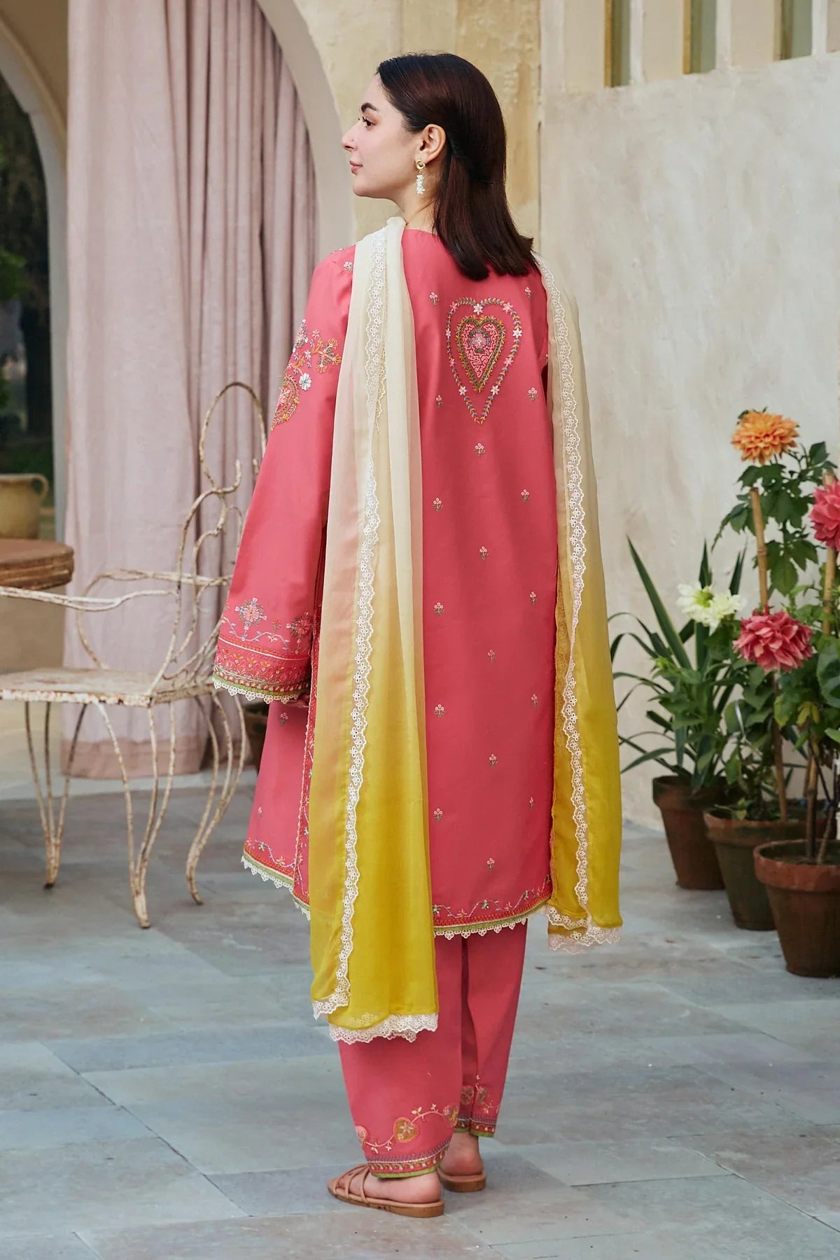 ZARA SHAHJAHAN- 3PC LAWN EMBROIDERED SHIRT WITH CHIFFON PRINT DUPATTA-EP-5173