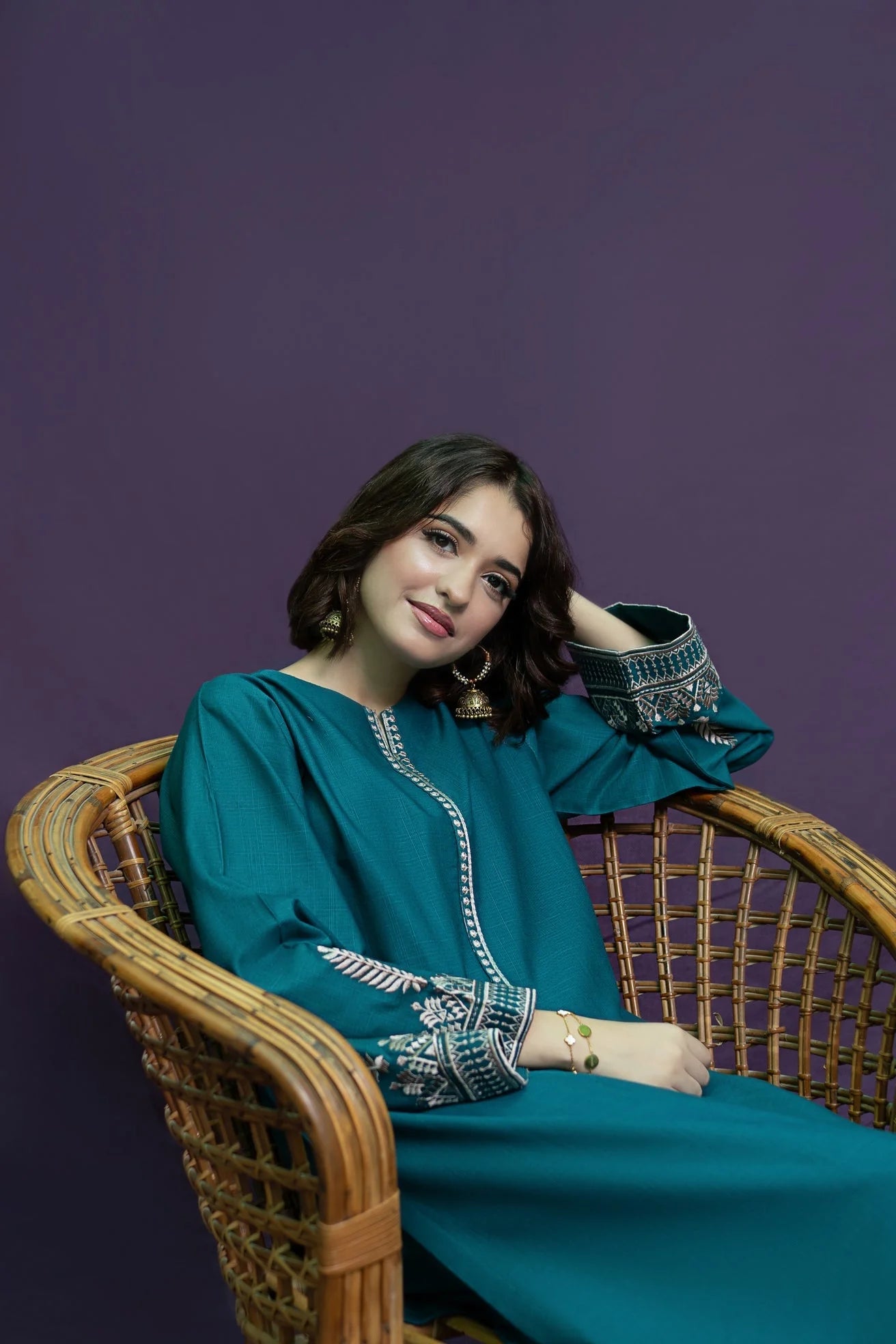 URGE - 2PC DHANAK EMBROIDERED SHIRT WITH DHANAK EMBROIDERED TROUSER-EP-5415