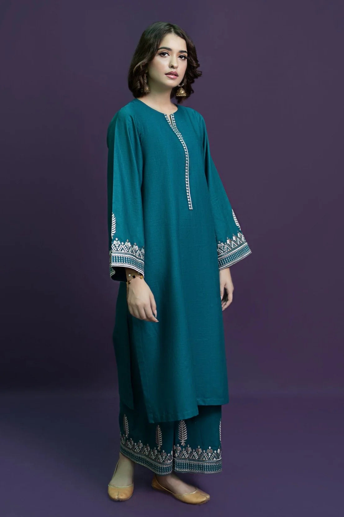 URGE - 2PC DHANAK EMBROIDERED SHIRT WITH DHANAK EMBROIDERED TROUSER-EP-5415