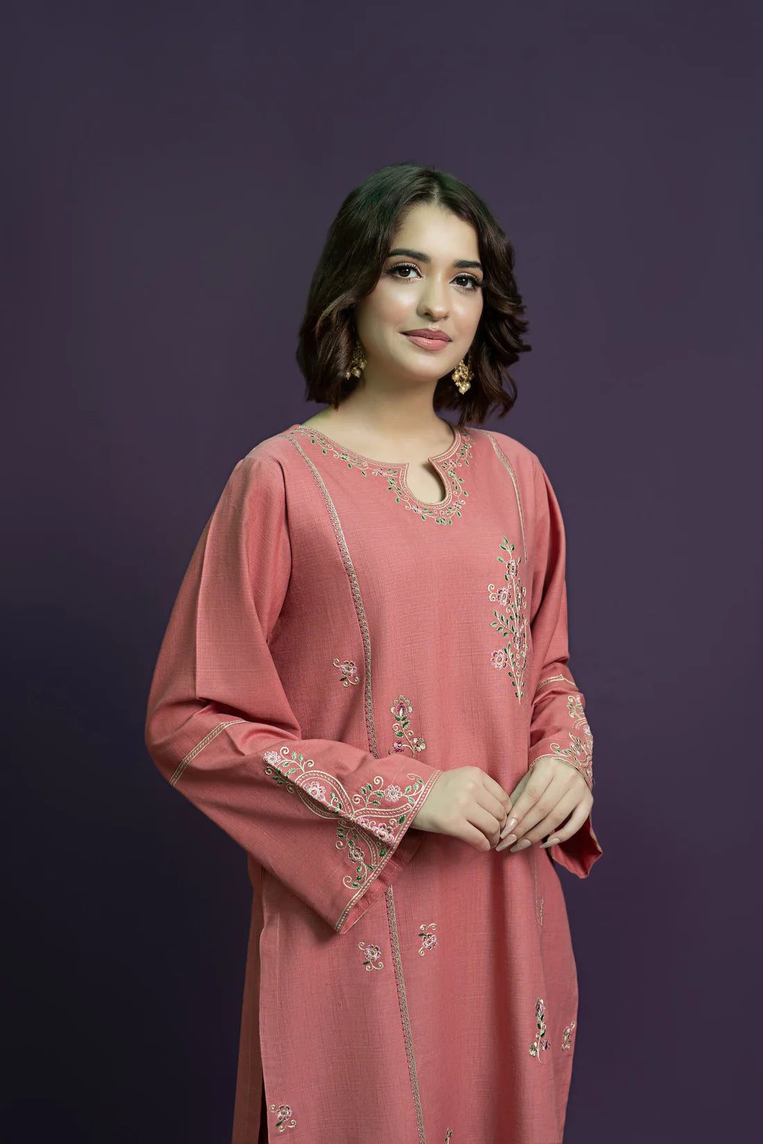 URGE-2PC DHANAK EMBROIDERED SHIRT WITH DHANAK EMBROIDERED TROUSER-EP-5439