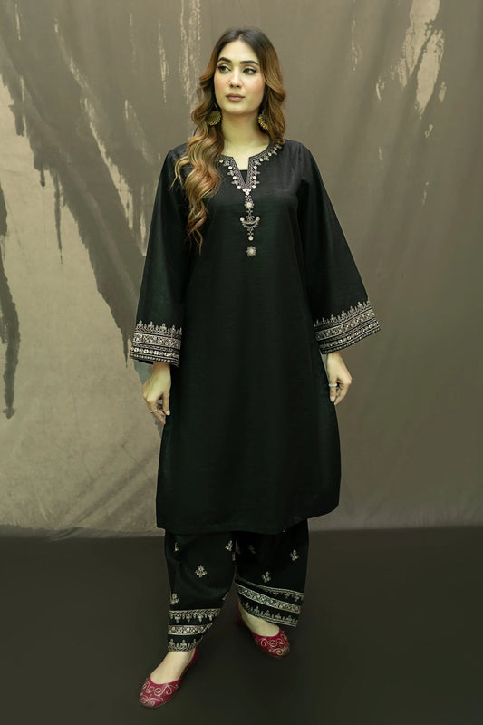 URGE - 2PC DHANAK EMBROIDERED SHIRT WITH DHANAK EMBROIDERED TROUSER-EP-5417