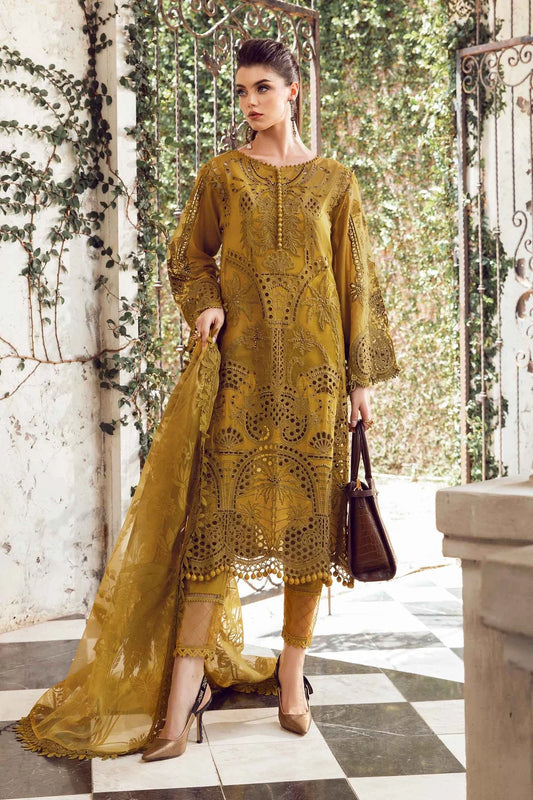 MARIA B- LAWN 3PC CHIKENKARI EMBROIDERED SHIRT WITH ORGANZA EMBROIDERED READY TO WEAR DUPATTA WITH TROUSER-EP- 5304