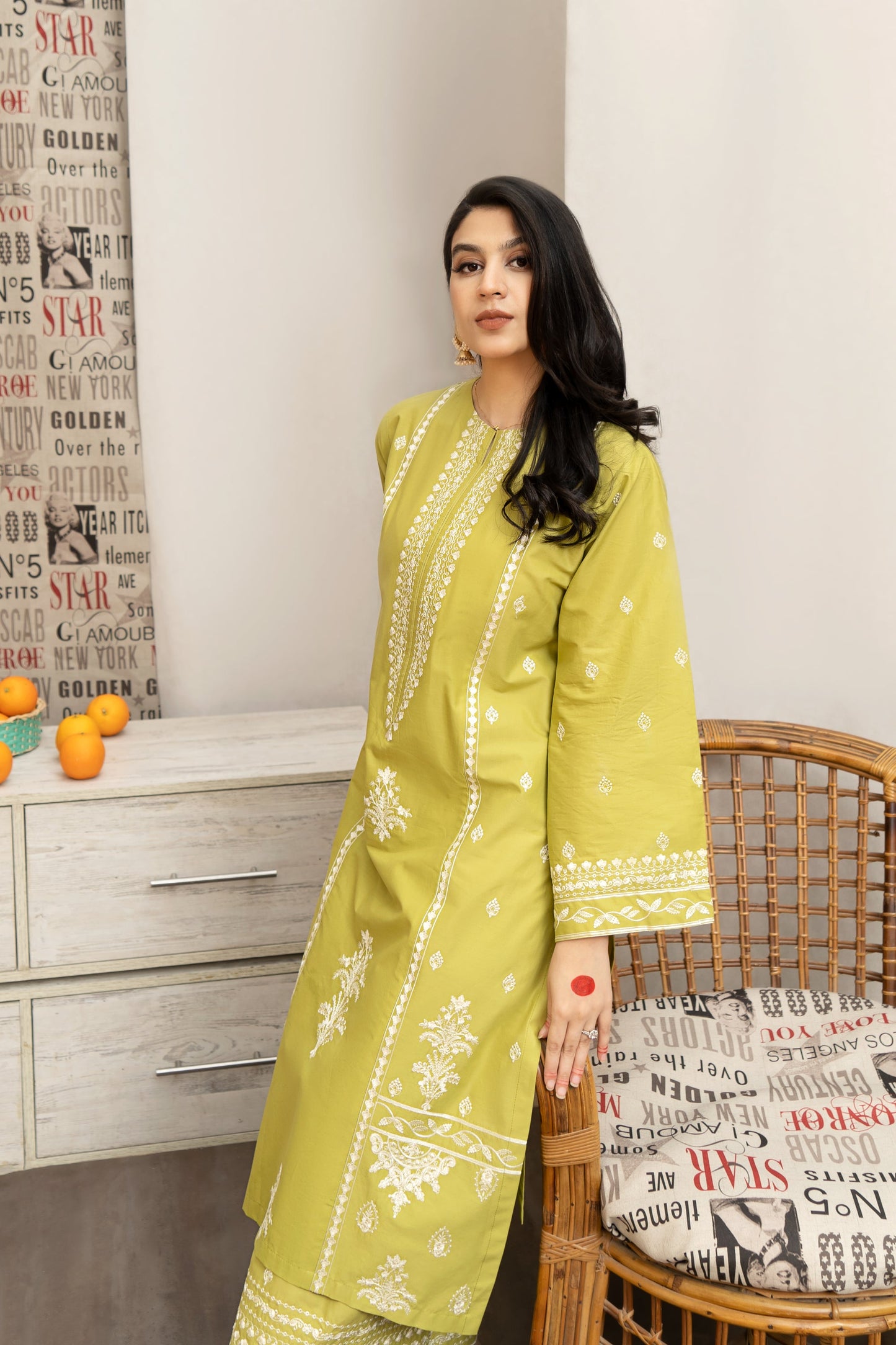 URGE- 3PC DHANAK EMBROIDERED SHIRT WITH KOTARAI PRINTED SHAWL AND EMB TROUSER-EP-5191