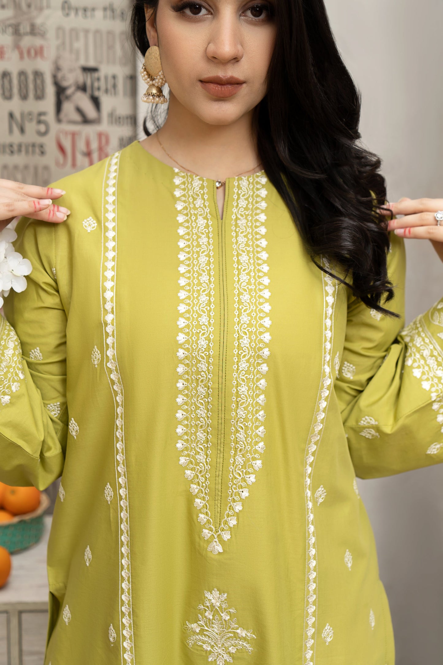 URGE- 3PC DHANAK EMBROIDERED SHIRT WITH KOTARAI PRINTED SHAWL AND EMB TROUSER-EP-5191