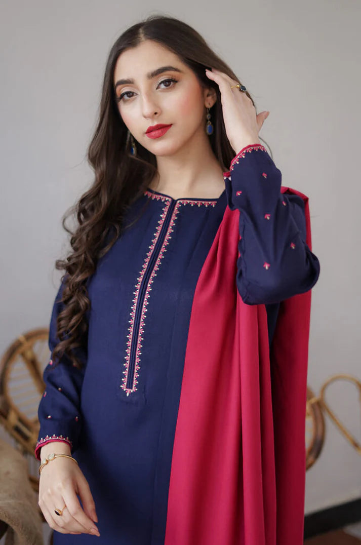 AISLING_3PC DHANAK EMBROIDERED SHIRT WITH DHANAK EMBROIDERED SHAWL & TROUSER-EP- 5358