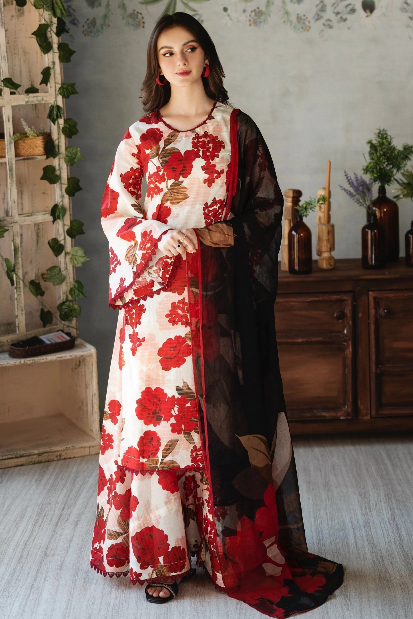 CHARIZMA - 3PC KARANDI PRINTED SHIRT WITH PRINTED DUPATTA AND TROUSER-EP-5418