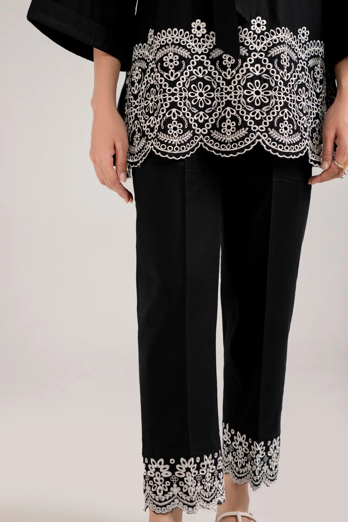 HANA-2PC DHANAK EMBROIDERED SHIRT WITH  EMBROIDERED TROUSER-EP-5407