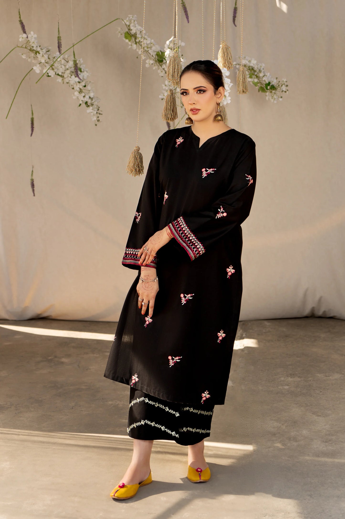 URGE- 2PC LAWN HEAVY EMBROIDERED SHIRT EMBROIDERED SLEEVES AND TROUSER-EP-5194