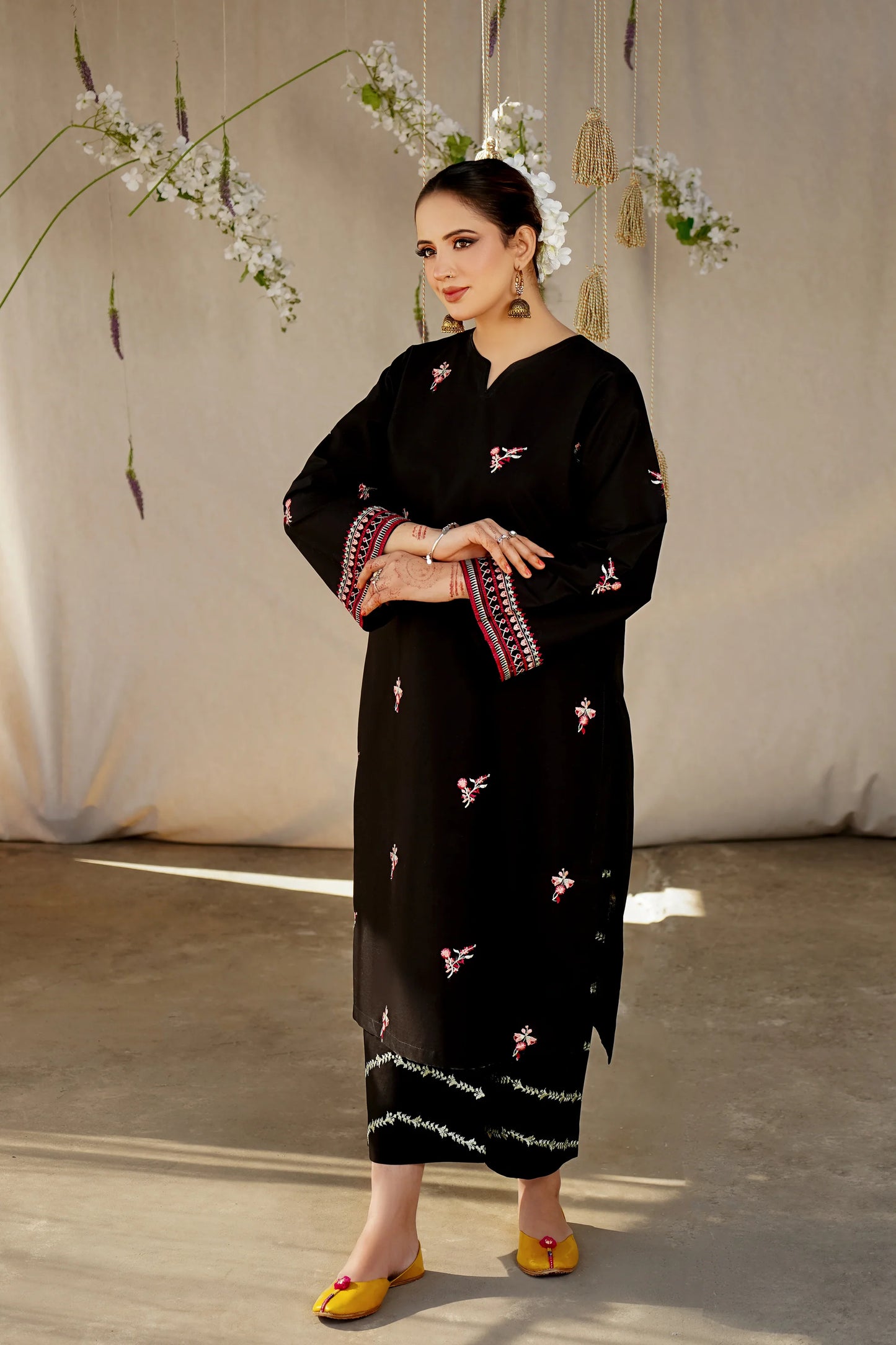 URGE- 2PC LAWN HEAVY EMBROIDERED SHIRT EMBROIDERED SLEEVES AND TROUSER-EP-5194