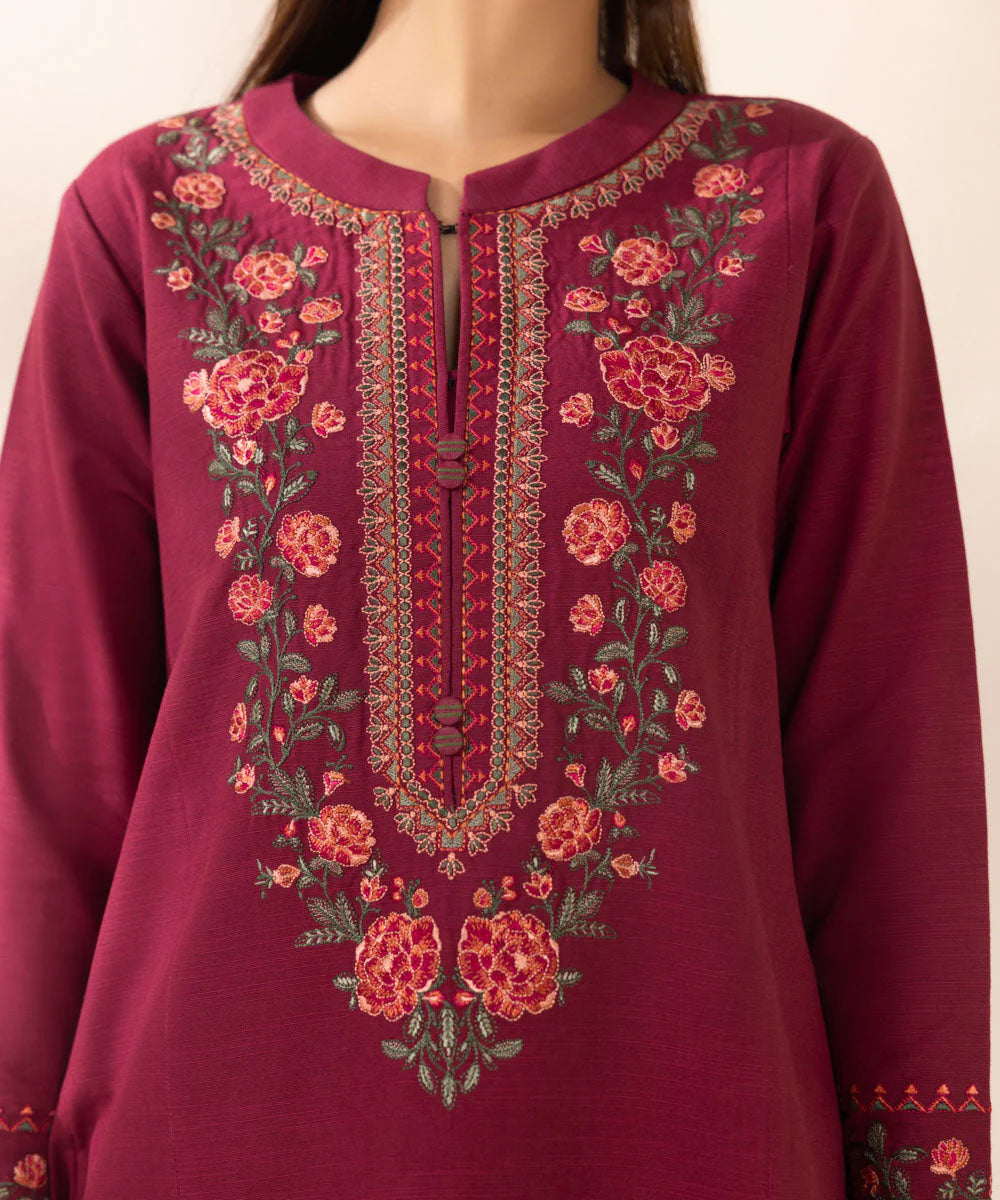 SAPPHIRE- 3PC DHANAK EMBROIDERED SHIRT WITH TWILL PRINT SHAWL & TROUSER-EP-5487