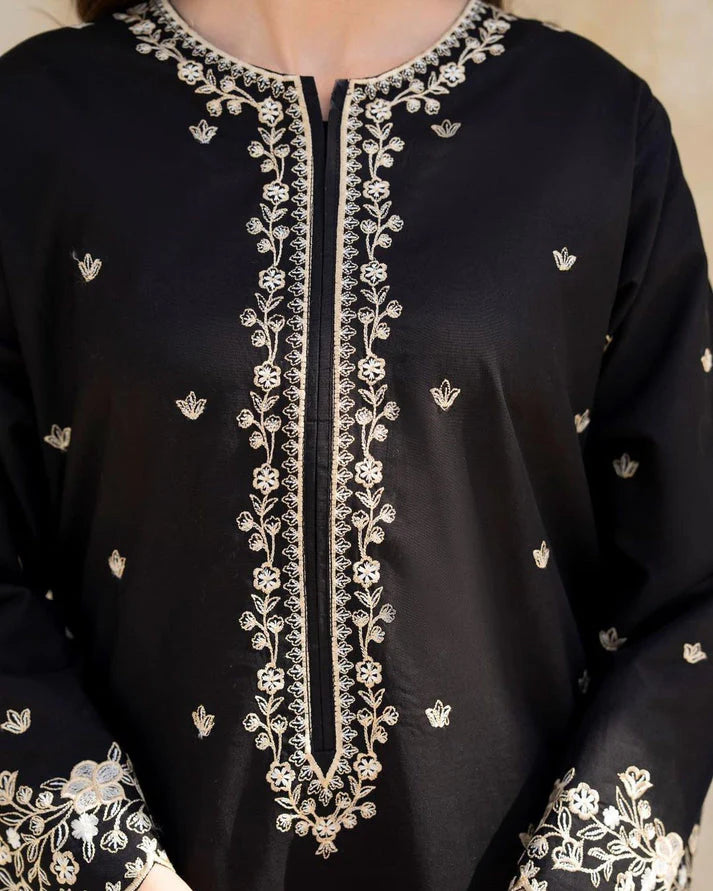 RIWAJ TAN 2PC EMBROIDERED SHIRT WITH EMBROIDERED SLEEVES WITH EMBROIDERED TROUSER - EP- 5294