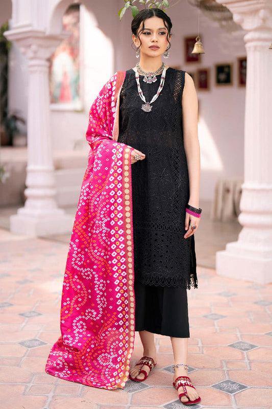 MAHNOOR-3PC CHIKENKARI LAWN EMBROIDERED WITH DIAMOND PRINT DUPATTA & TROUSER_EP_ 5281